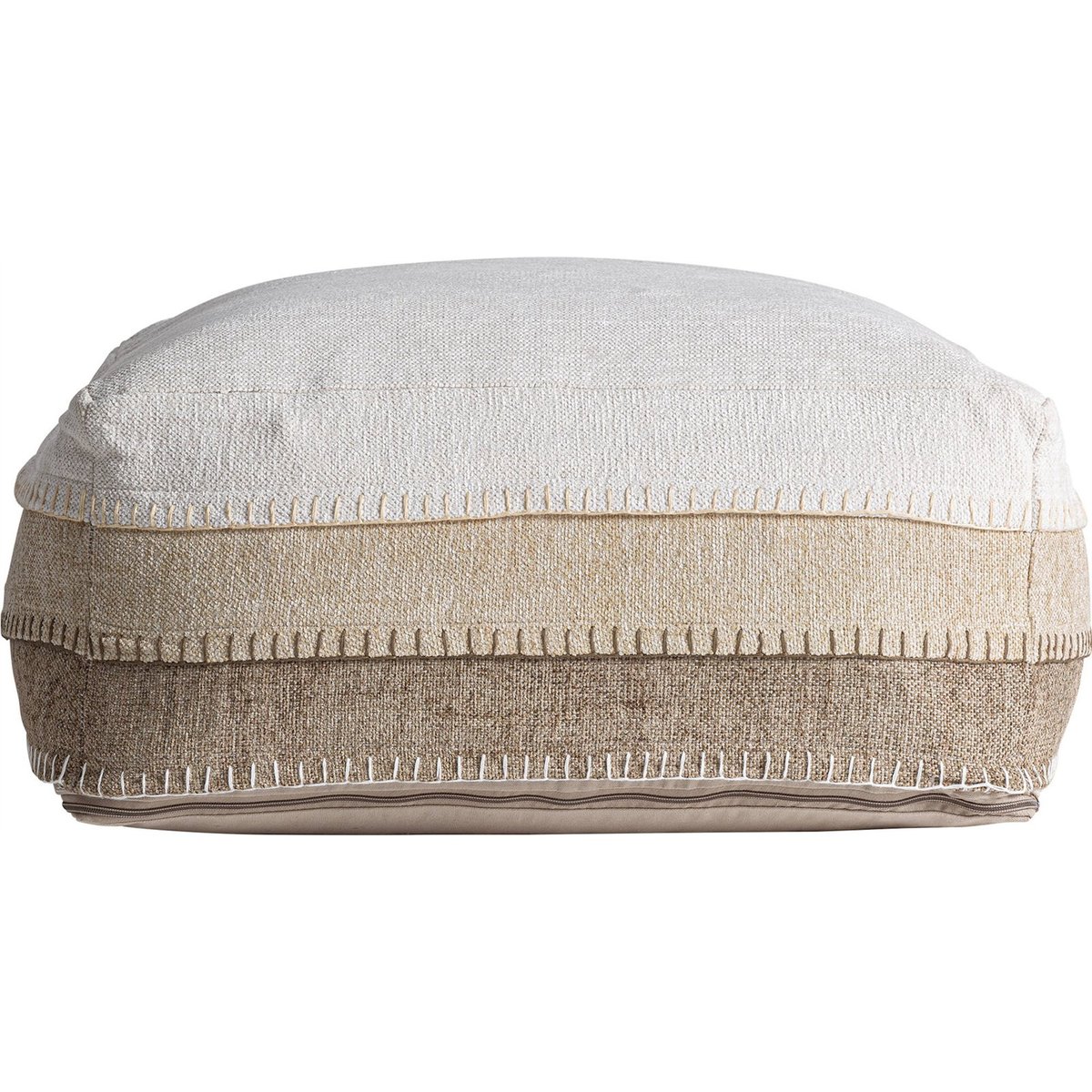 Pouf carré déhoussable en coton tons neutres beige et marron, RECOLLECTION
