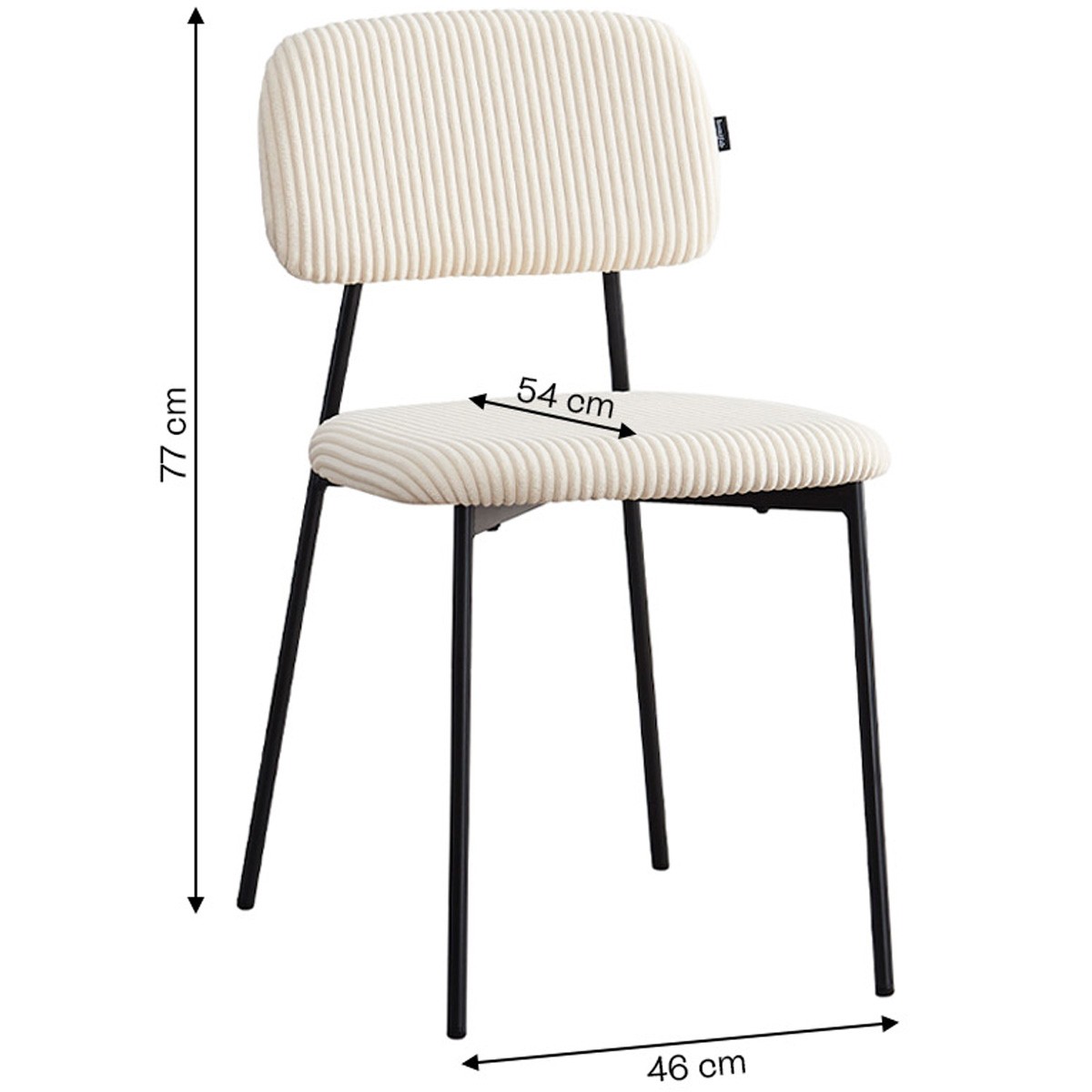 Lot de 4 chaises - LORIE velours côtelé beige, HOMIFAB