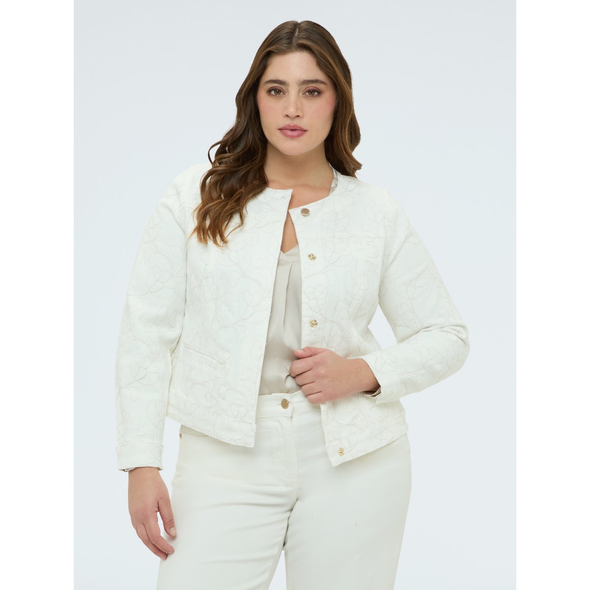 Veste blanche avec broderie florale blanc, FIORELLA RUBINO