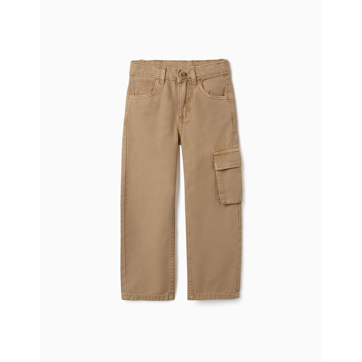 Pantalon en coton à coupe droite avec 5 poches beige, ZIPPY