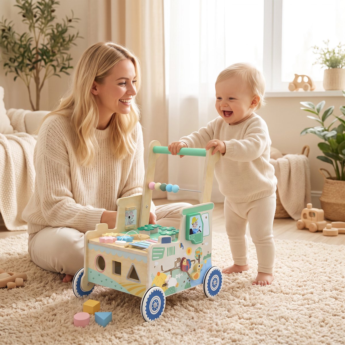 Trotteur pour bébé Panneau multicouche Vert vert, naturel, AIYAPLAY