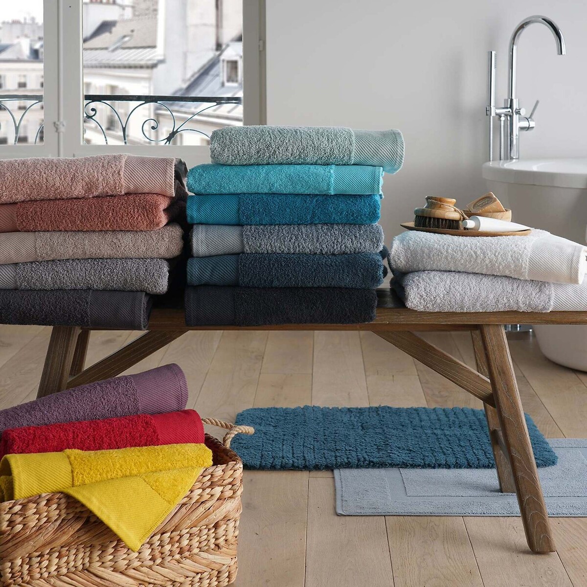 Lot 4 serviettes d'invité éponge 500g/m2,Scenario bleu atlantique, LA REDOUTE INTERIEURS