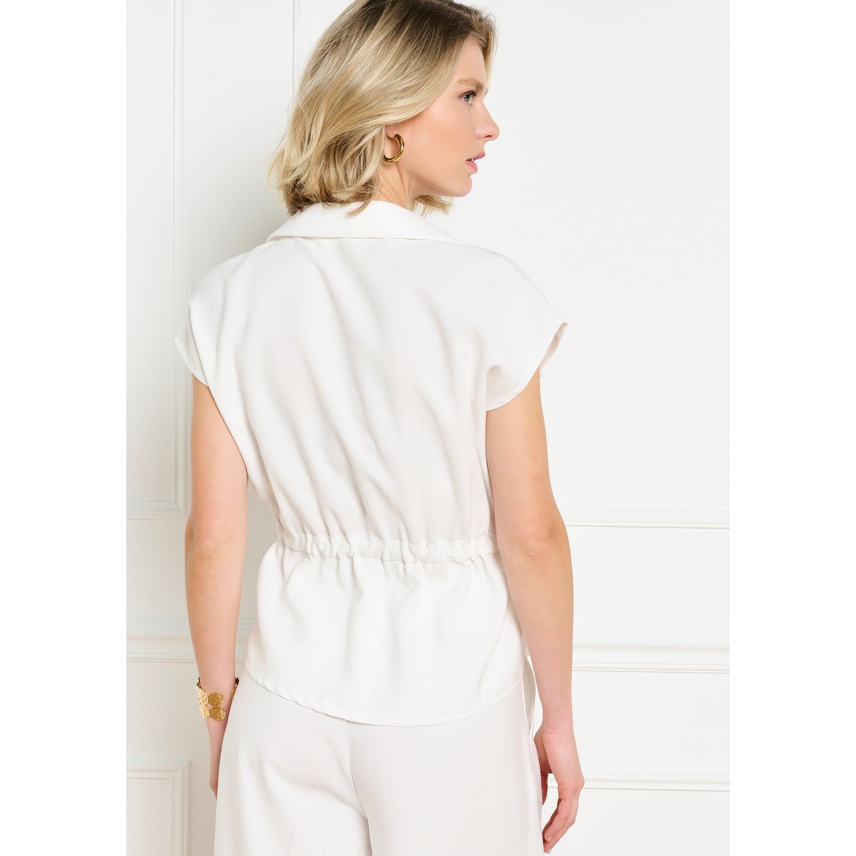 Veste zippée sans manches blanc vanille, LOLALIZA