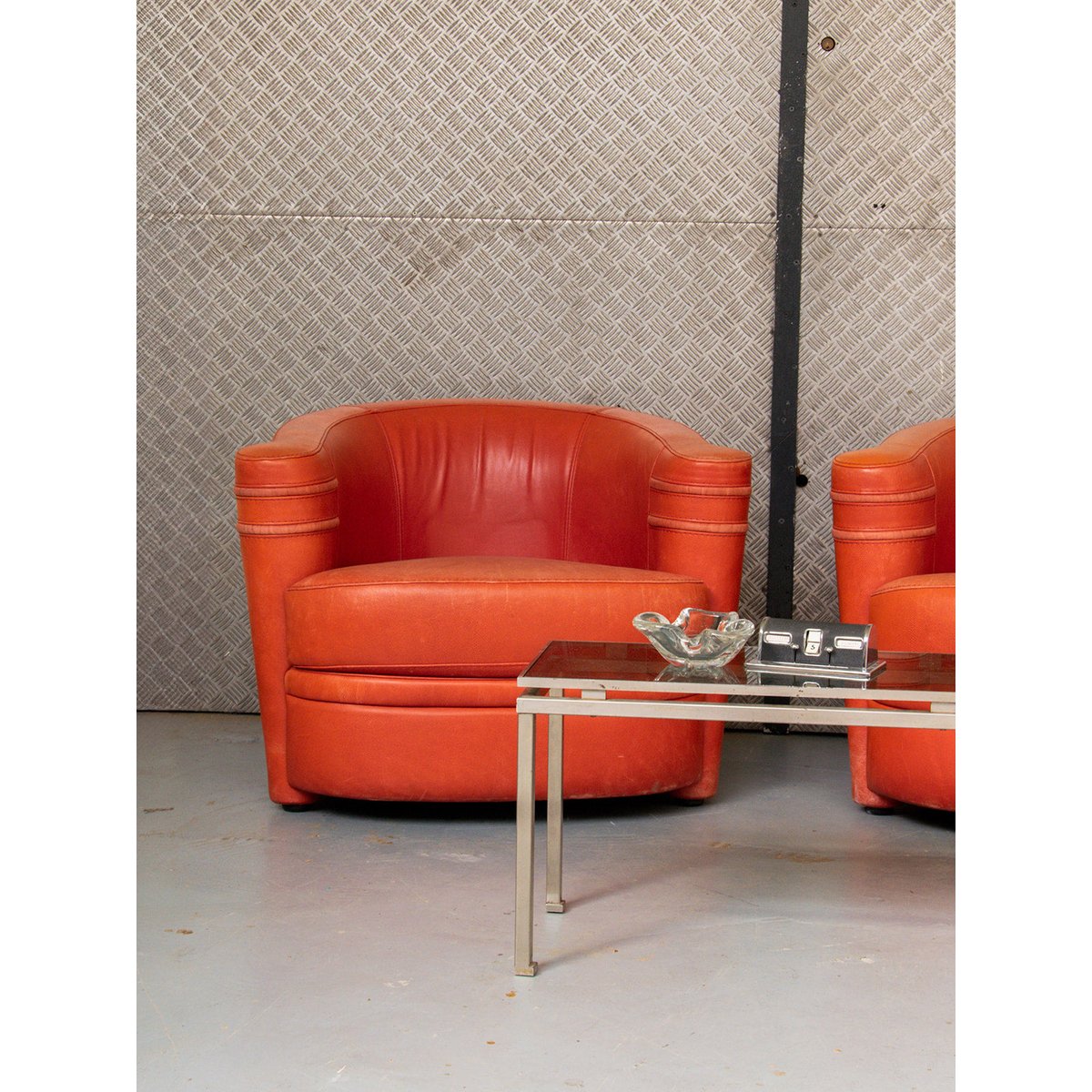 Paire de fauteuils Jakob N°320 - Bon état orange, DEBONGOUT