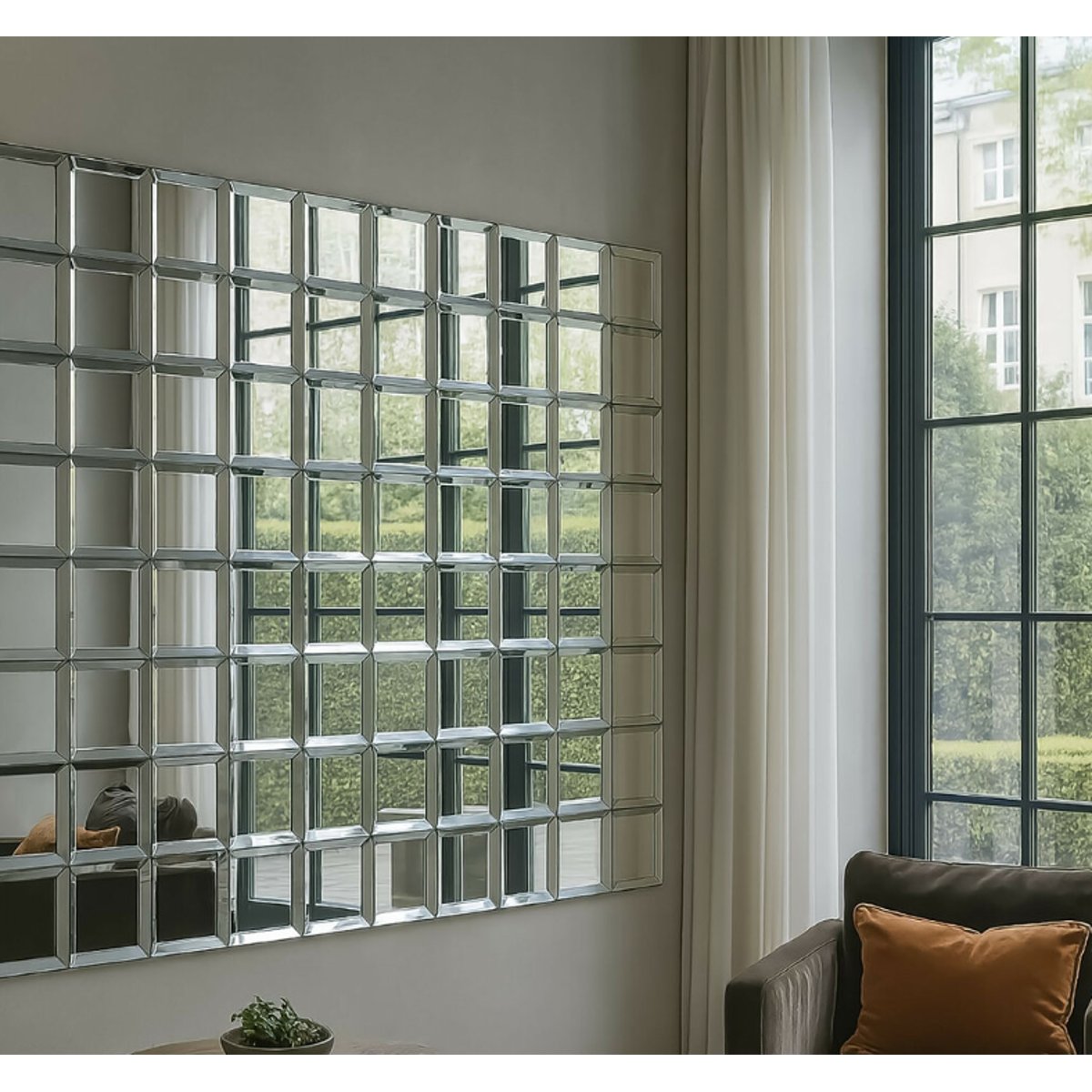 Miroir design en verre carré, JOLIE gris, BOITE A DESIGN