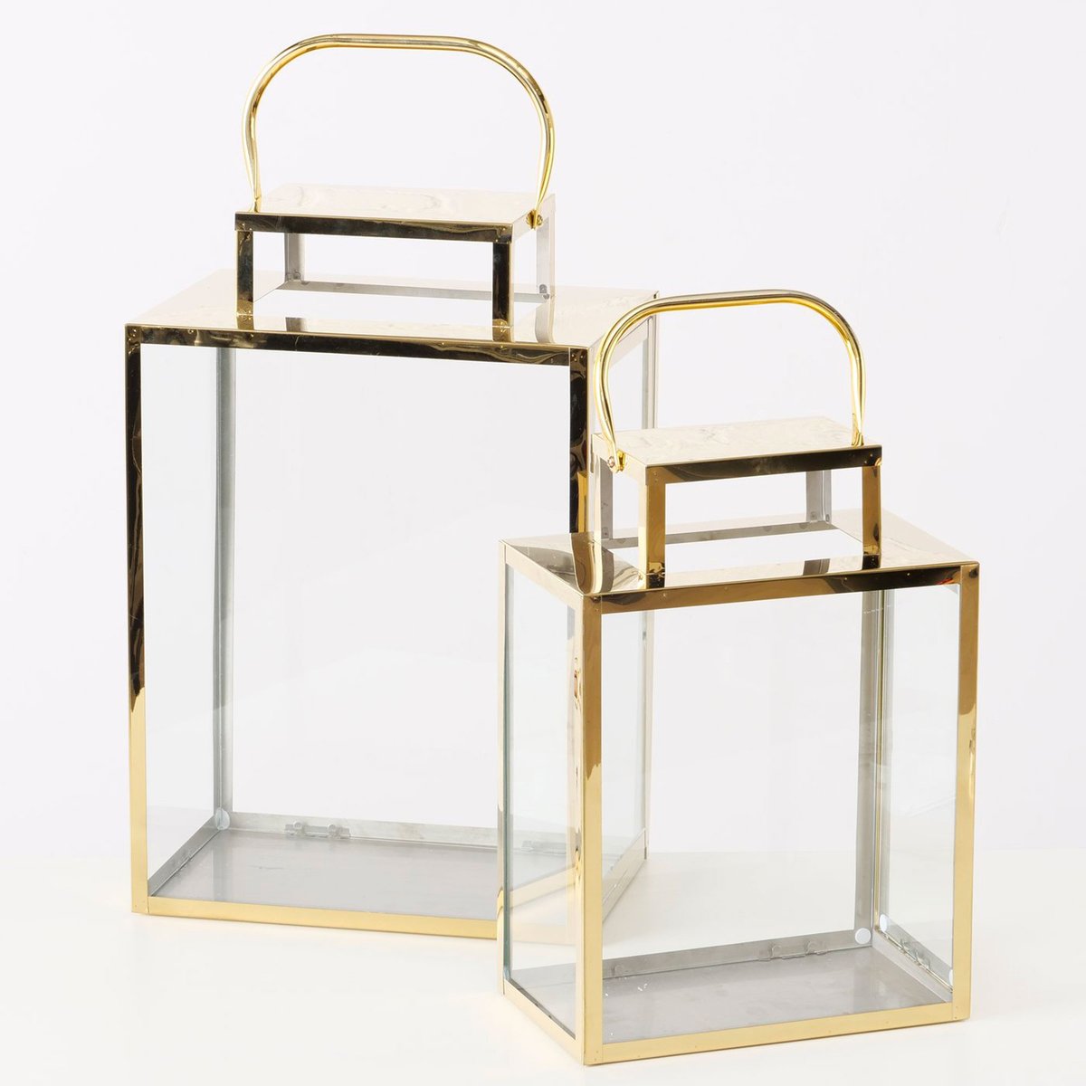 Set de 2 lanternes en métal doré et verre 20x30x46cm doré, WADIGA