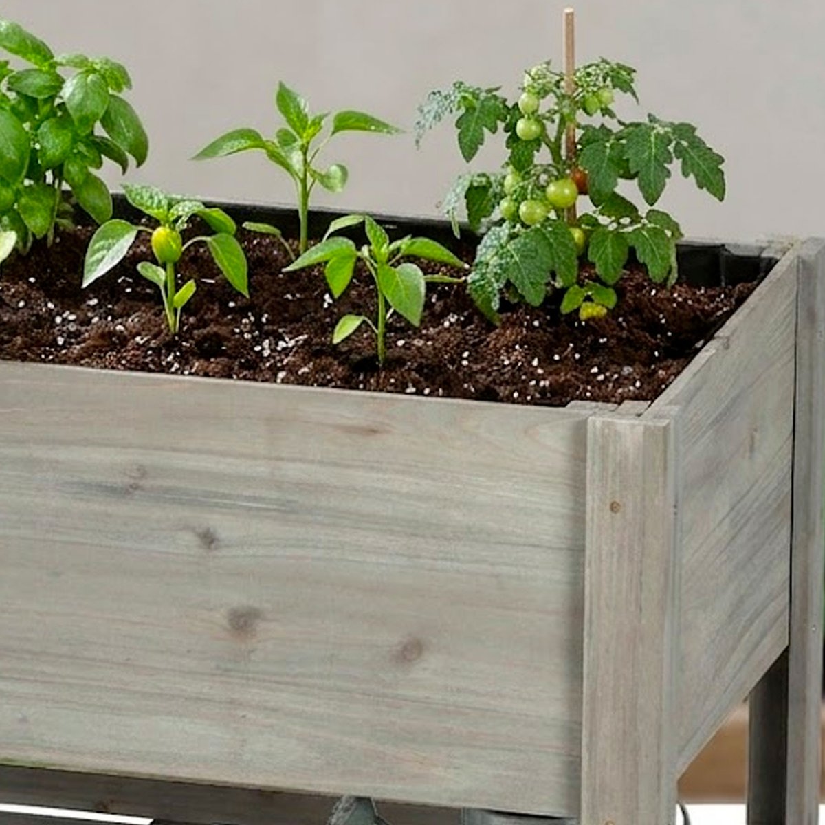 Potager sur pied en bois gris 80.5x40x78.5cm bois, SUNNYDAYS
