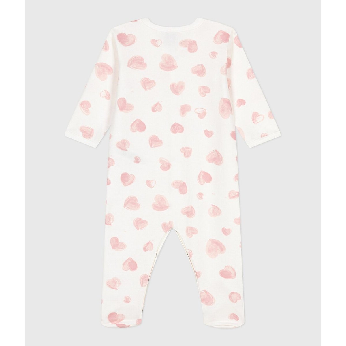 Pyjama bébé en molleton gratté imprimé cœurs imprimé rose, PETIT BATEAU