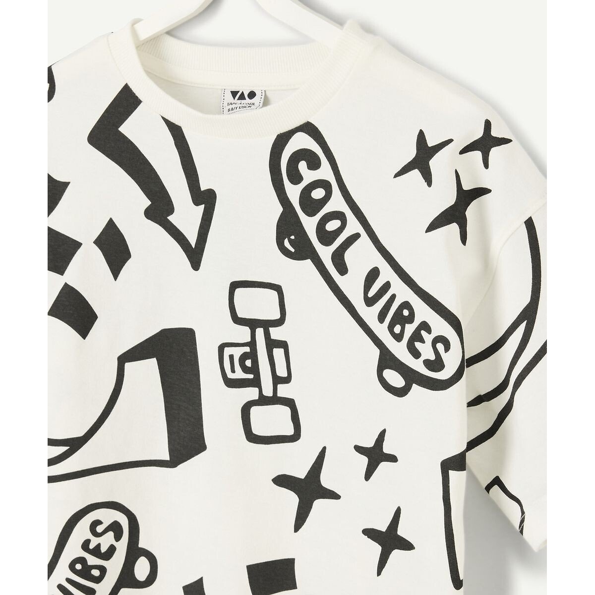 T-shirt manches courtes imprimé imprimé fond blanc, TAPE A L'OEIL