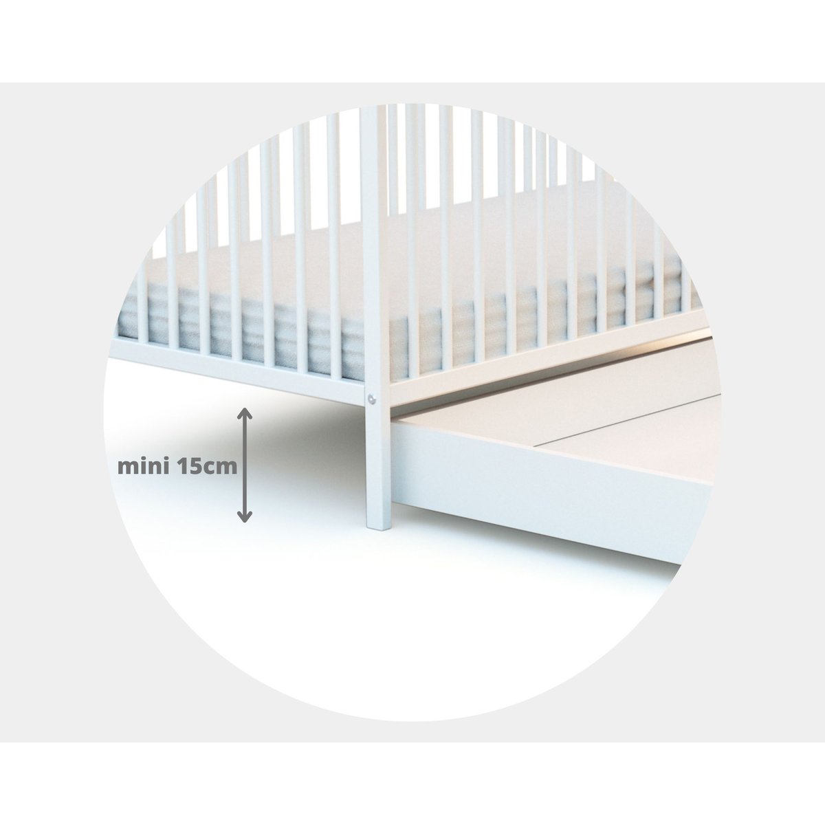 Tiroir de lit bébé en bois ROLO 60 x 120 blanc, WEBABY