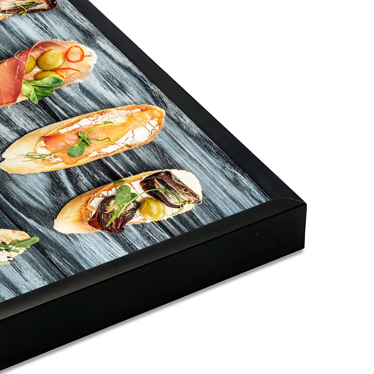 Affiche encadrée tapas et bruschettas gourmandes affiche + cadre en métal - noir, HEXOA