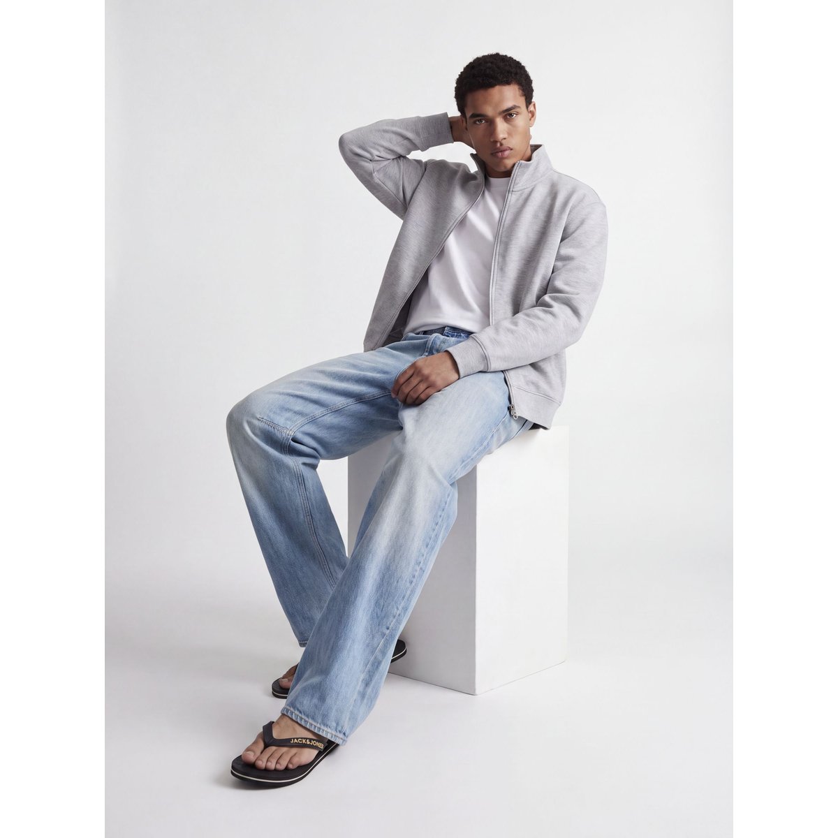 Sweat-Shirt grise - light grey melange, JACK & JONES