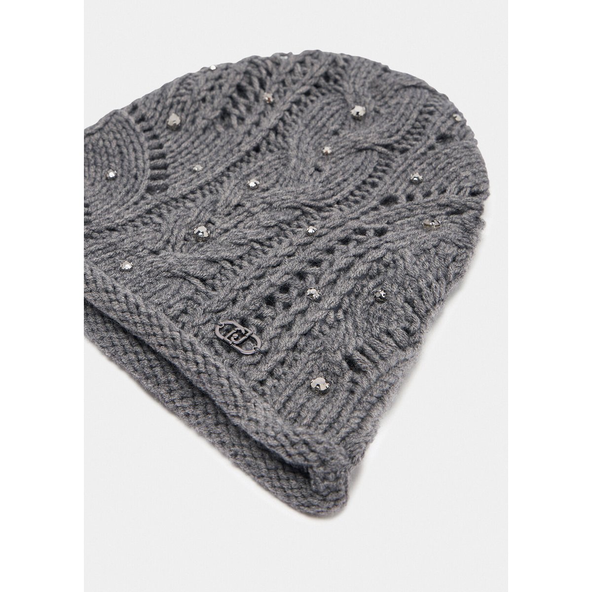 Bonnet en laine mélangée avec strass gris, LIU JO