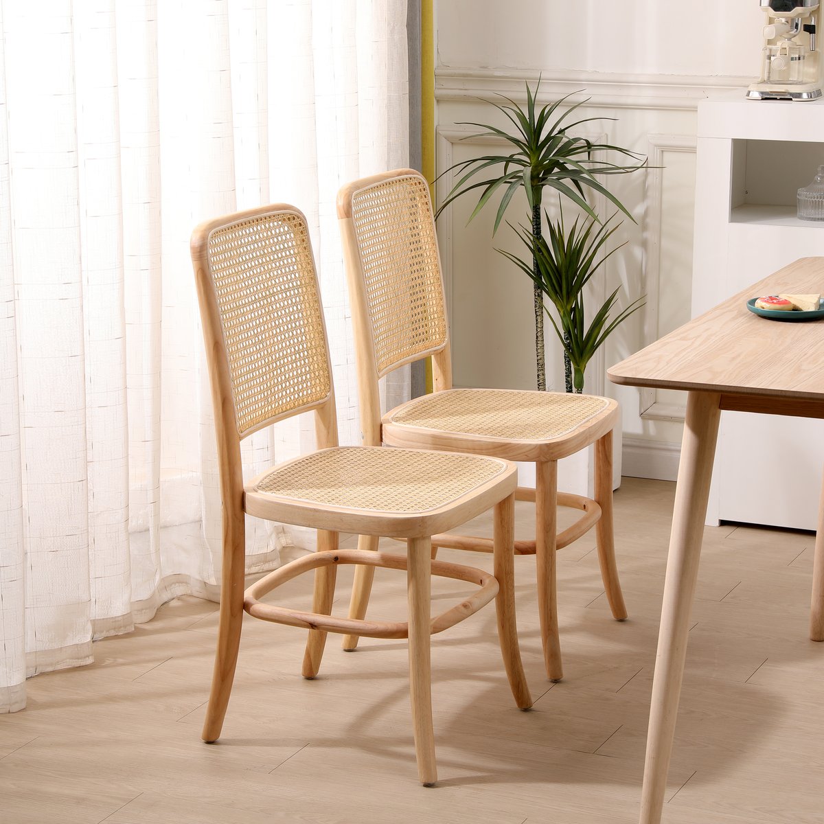 Lot de 2 chaises en rotin, CARACAS bois naturel, NORDLYS