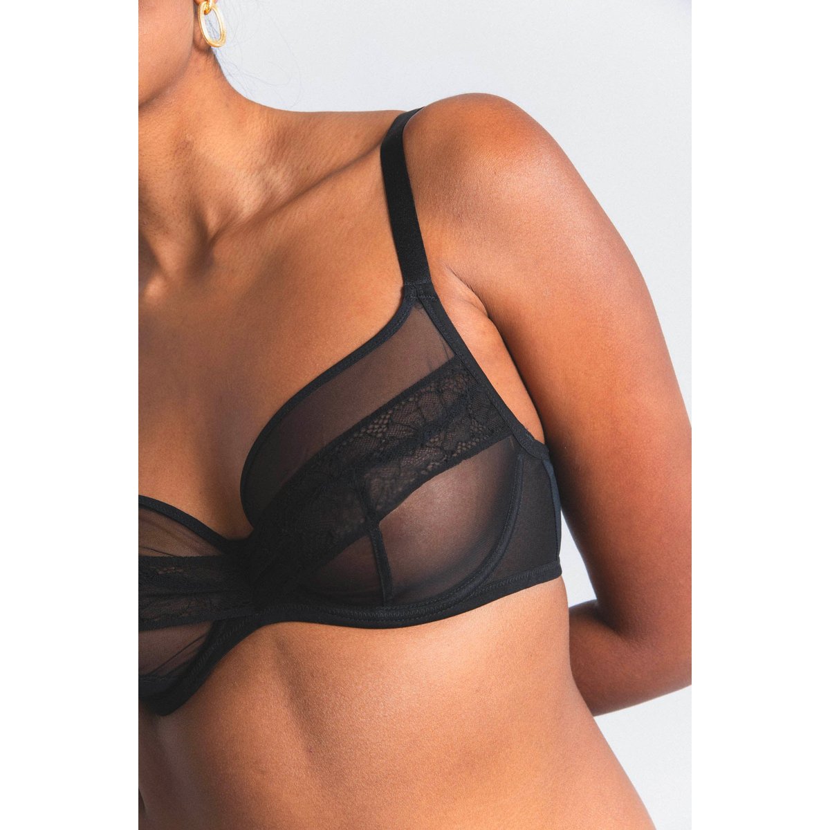 Soutien-gorge avec armatures grande taille en dentelle NUDITÉ noir, MAISON LEJABY