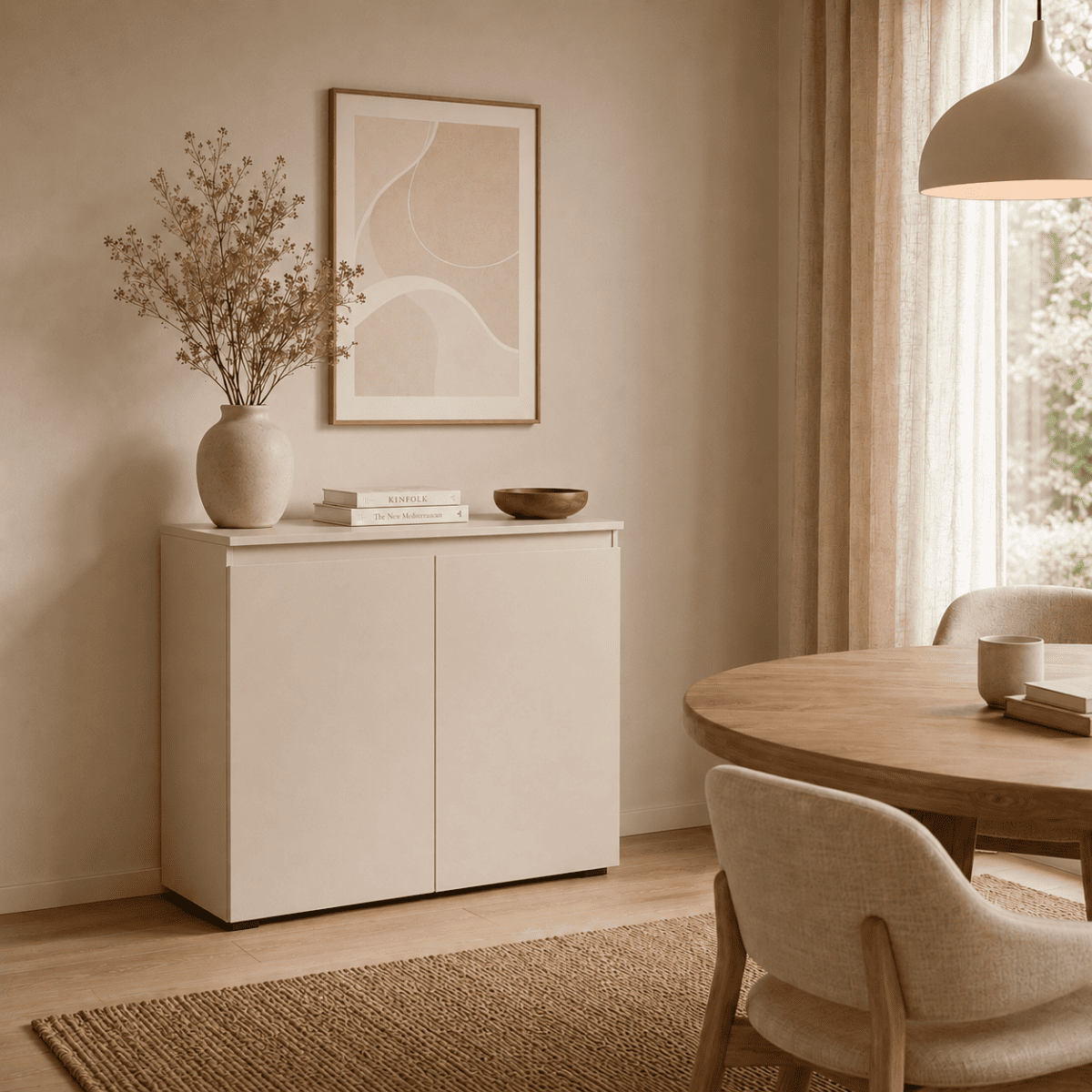 Petit buffet 2 portes - ELVA beige, CALICOSY