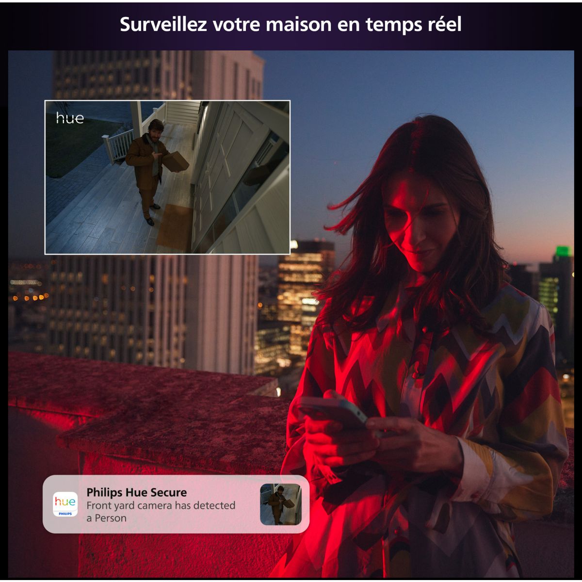 Caméra de surveillance SECURE avec support bureau noire couleur unique, PHILIPS HUE