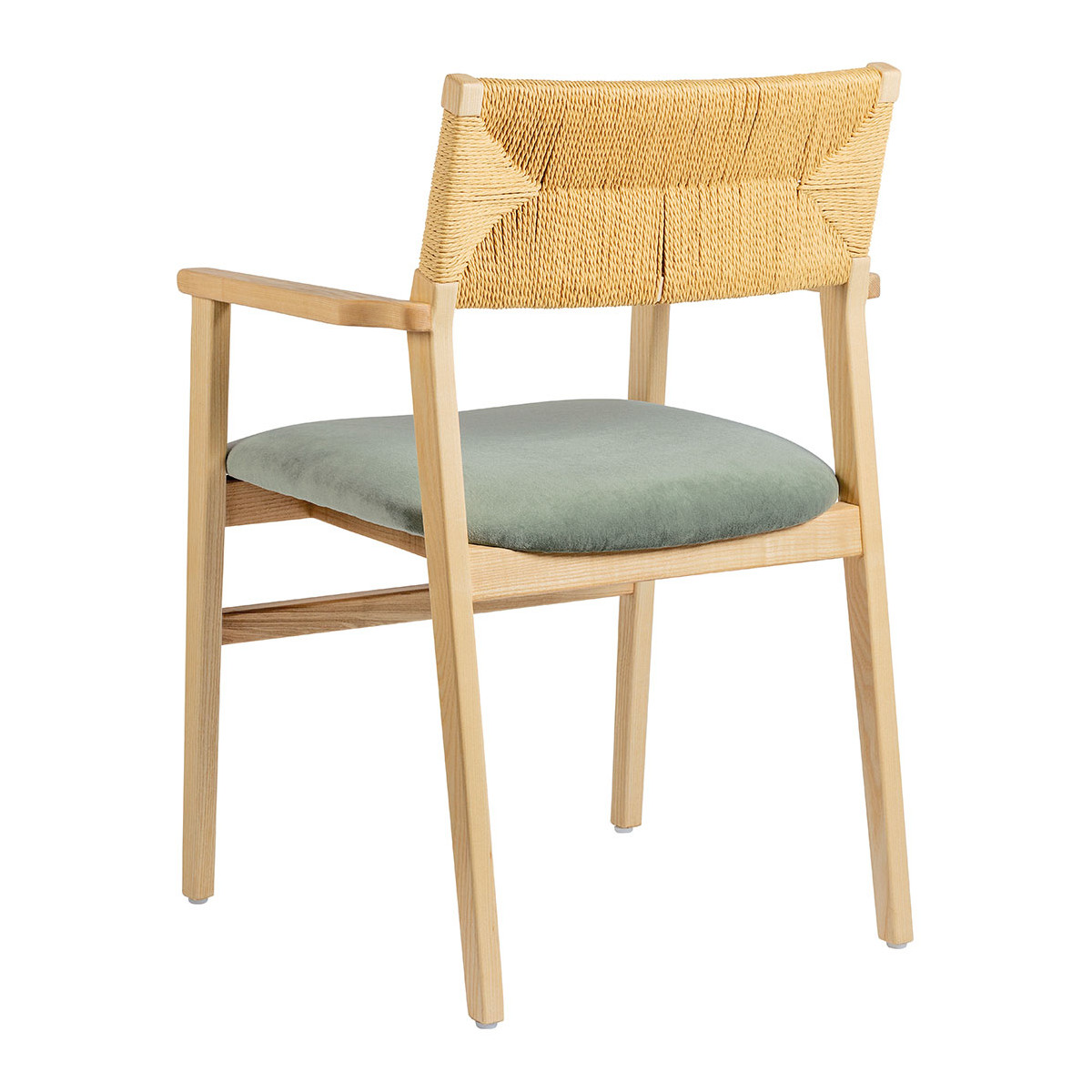 Chaise PALOMA velours finition bois blond vert, BLANC D’IVOIRE