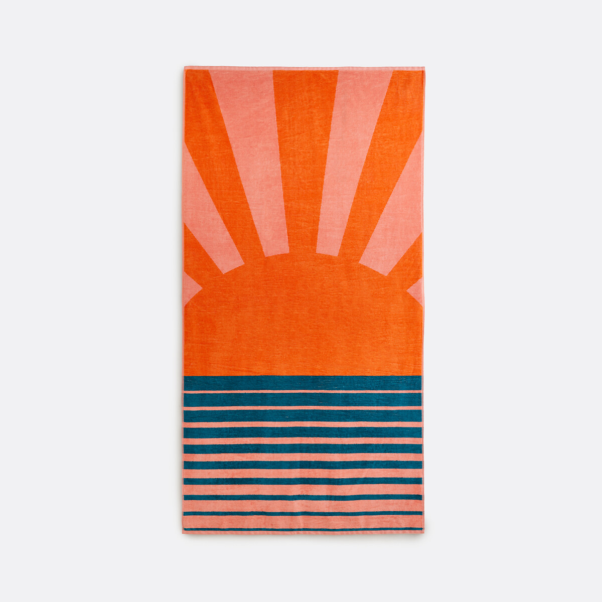 Serviette de plage, en éponge velours 420 g, LISTRADO bleu/orange/rose, LA REDOUTE INTERIEURS