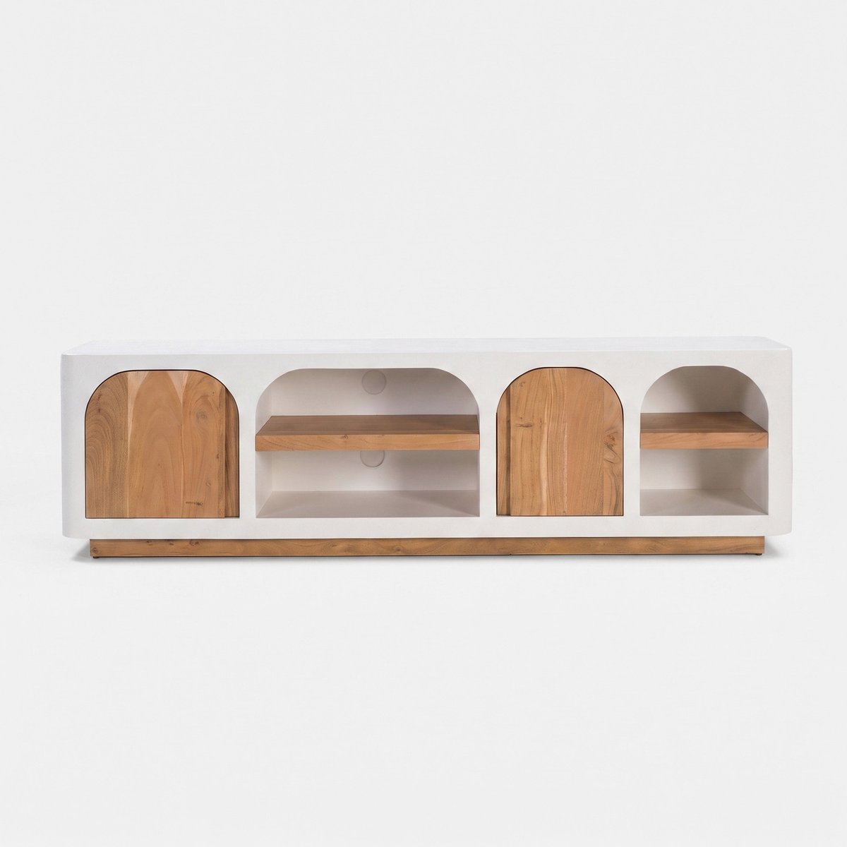 Meuble TV en plâtre 180 cm - FIRA blanc cassé, MAISON PAVANE