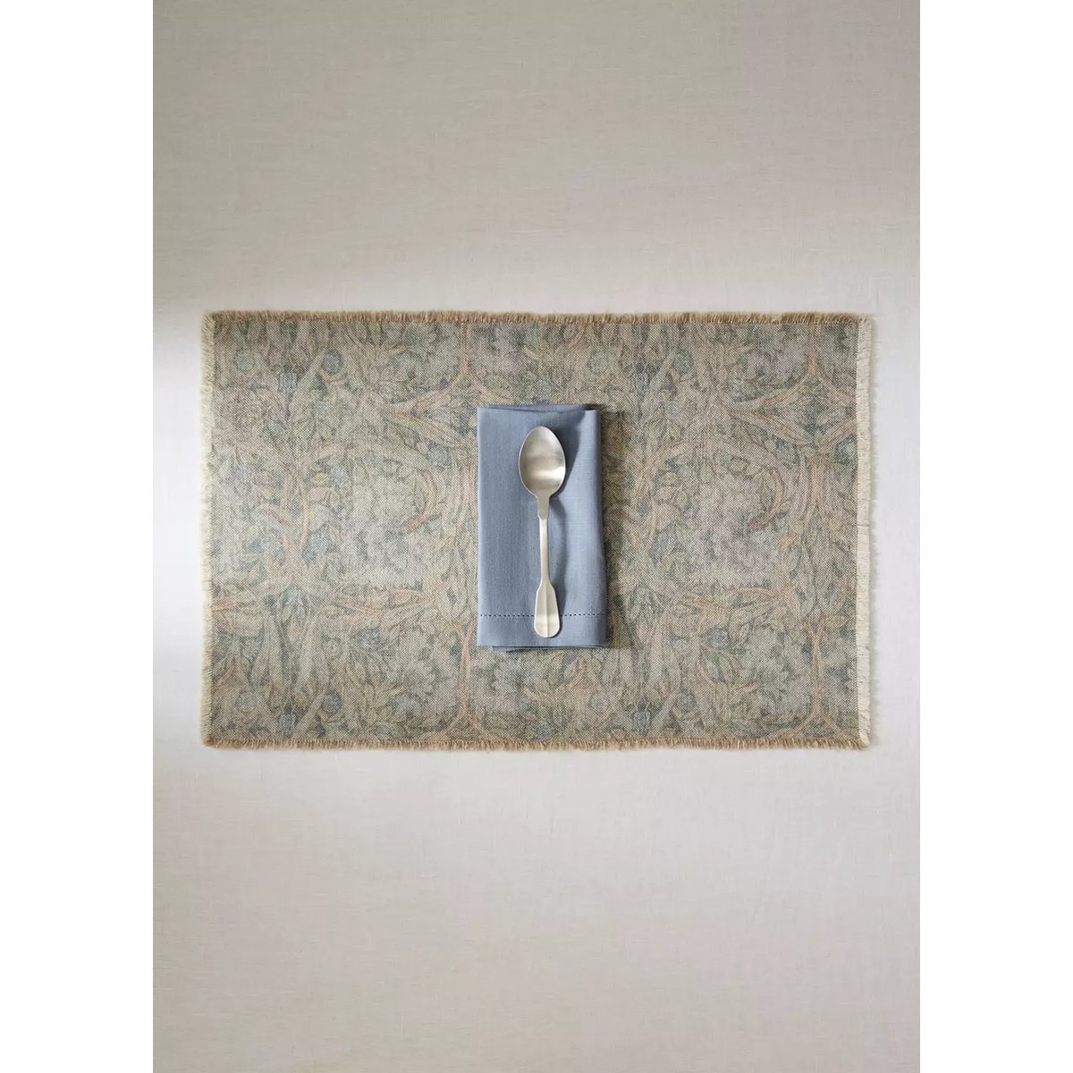Set de table en coton et lin imprimé fleuri 40x60 cm bleu, MANGO HOME