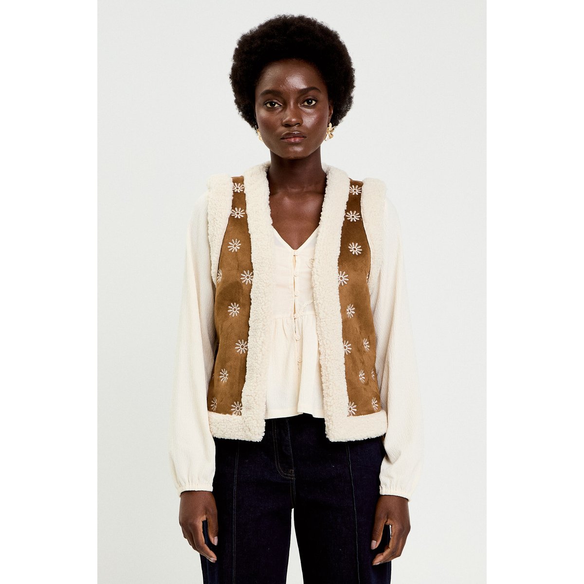 Gilet sans manches marron foncé, CACHE CACHE