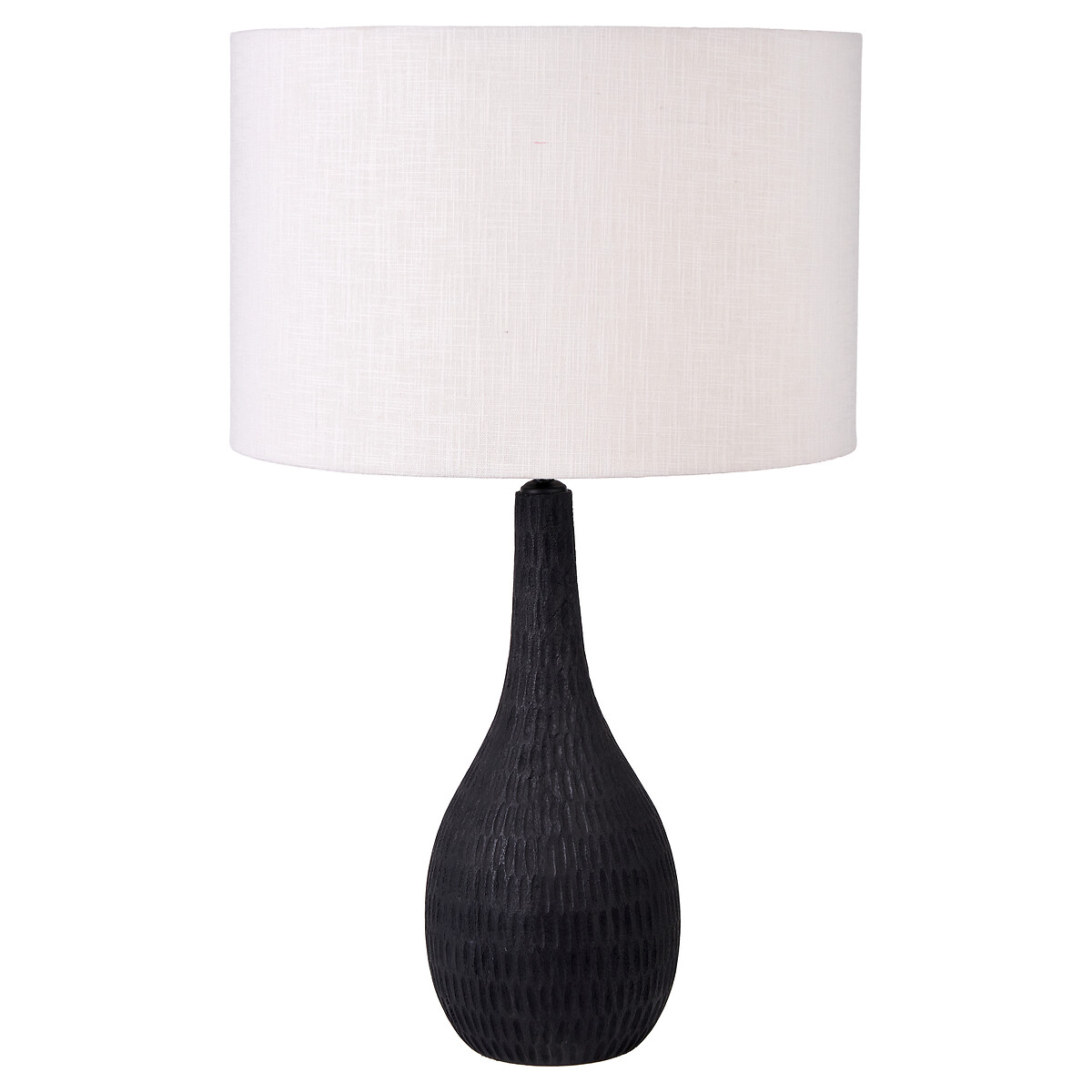 Isidro Engraved Wood Bottle Table Lamp Base black, ÉDITÉ