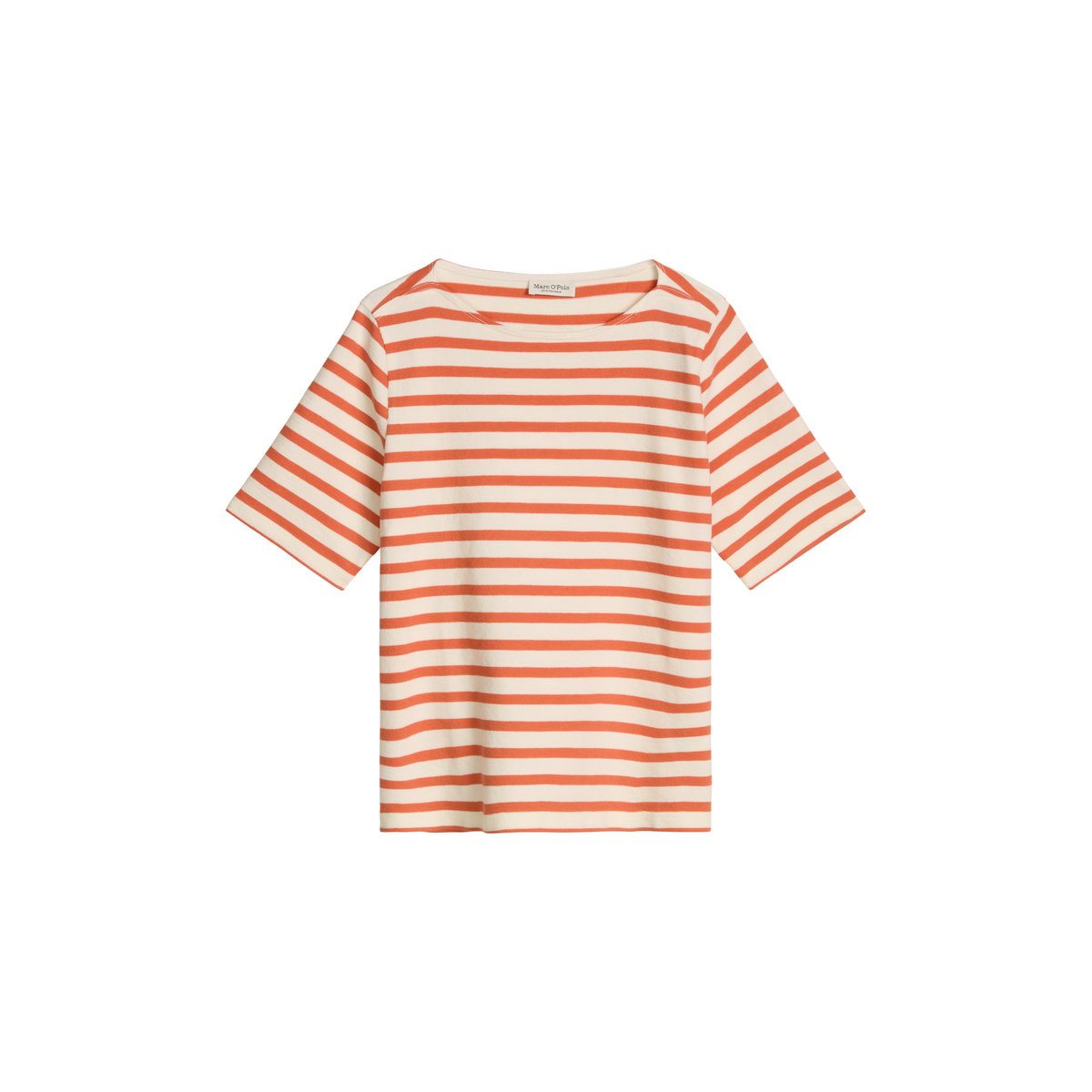 T-shirt à rayures droit en jersey doux orange, MARC O'POLO