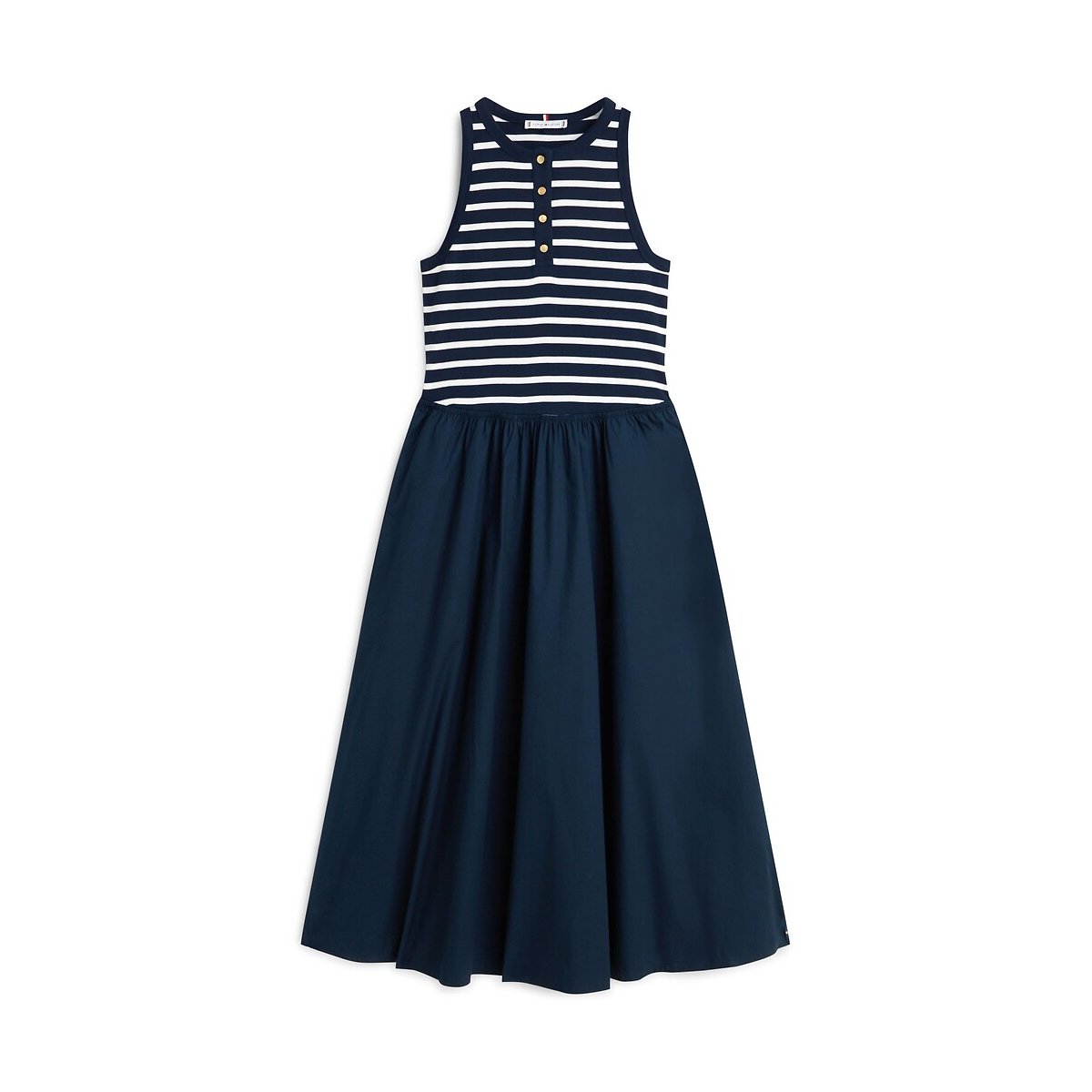 Midi Dress with Striped Top and Poplin Skirt navy/ecru, TOMMY HILFIGER