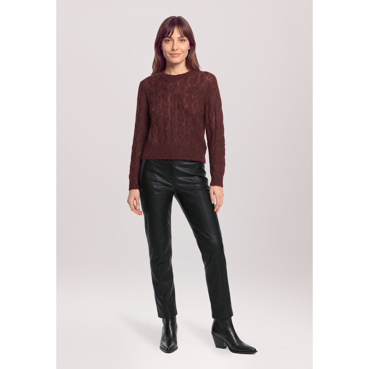 Pull-over en maille à fils de fil textile dark red melange, BETTY & CO