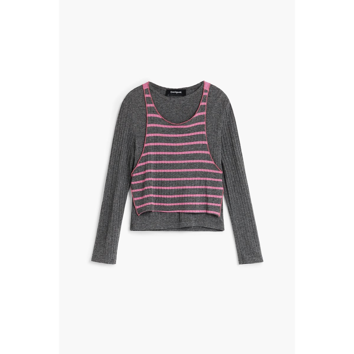T-shirt à rayures combinées noir, DESIGUAL