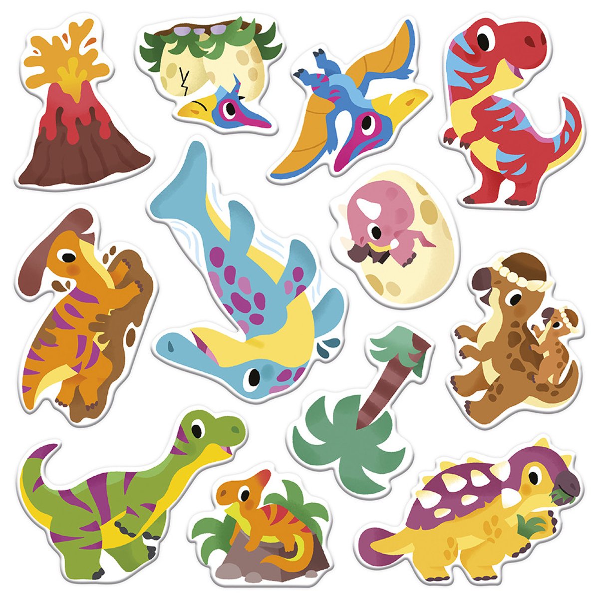 Stickers Repositionnables 2 Ans, Dinos couleur unique, JANOD