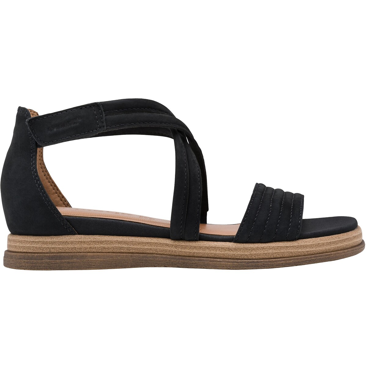 Leren sandalen met sleehak, gesloten hiel marineblauw, TAMARIS