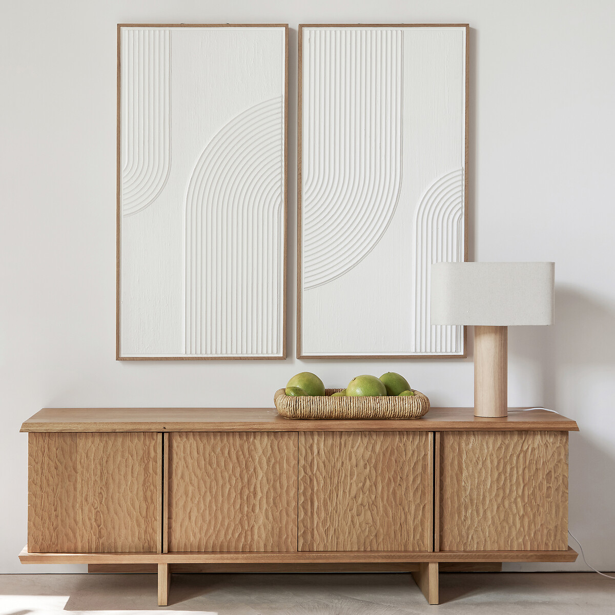 Buffet 4 portes en chêne et plaqué, Gouge chêne naturel, AM.PM