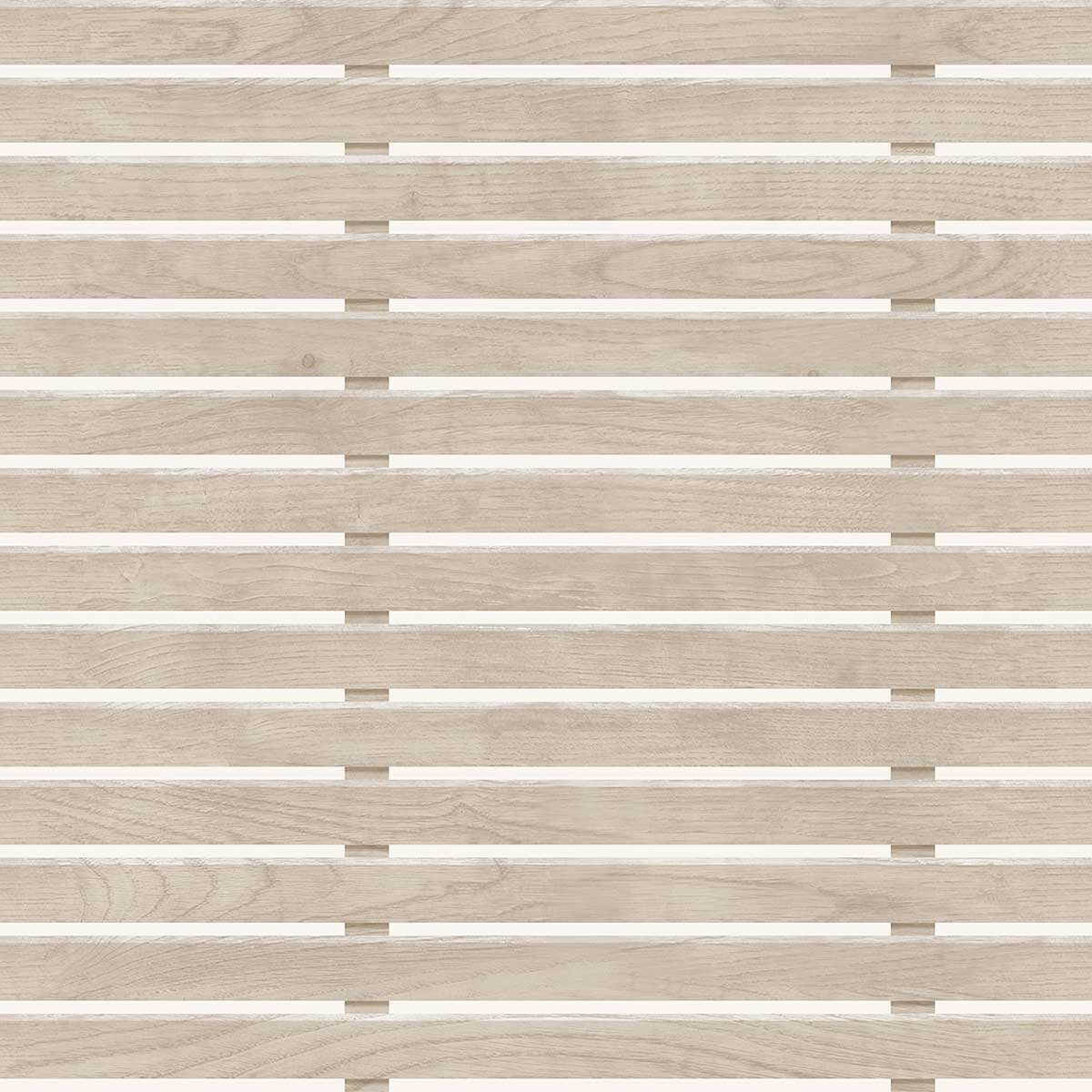 Papier peint bois clair à lattes horizontales beige, HEXOA