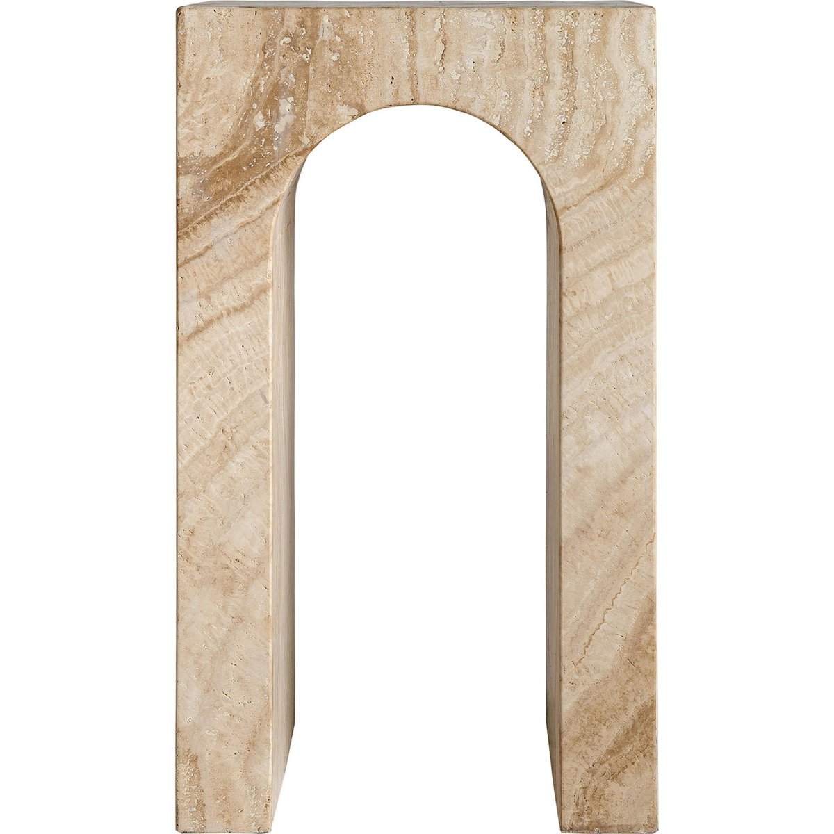 Table d'appoint en travertin style art déco brun clair travertin naturel, RECOLLECTION