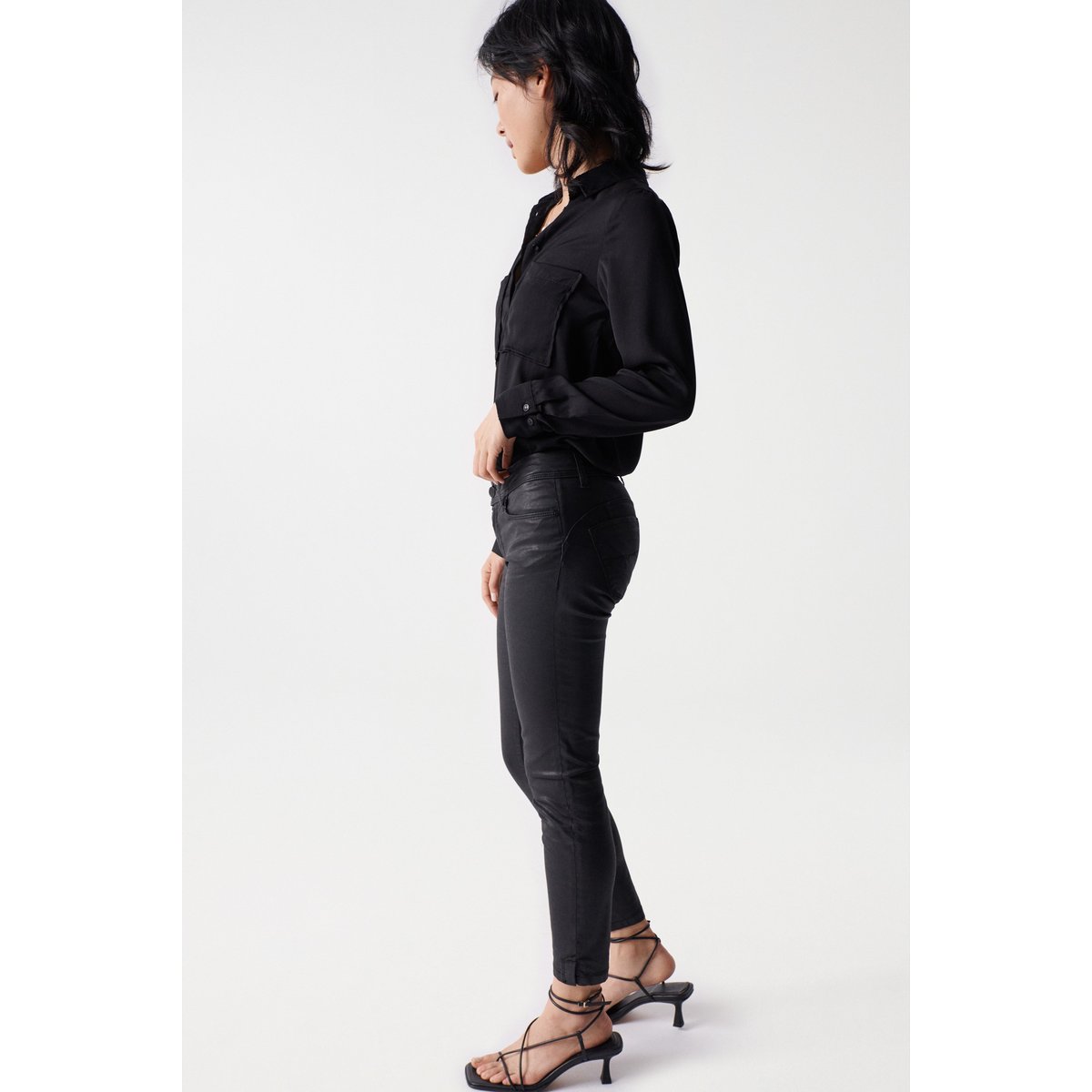 JEAN WONDER PUSH UP CROPPED SKINNY noir, SALSA JEANS