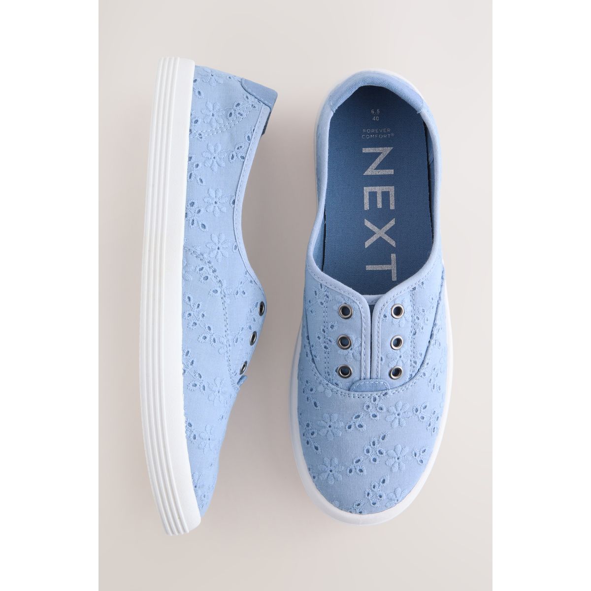 Baskets sans lacets en toile bleu, NEXT