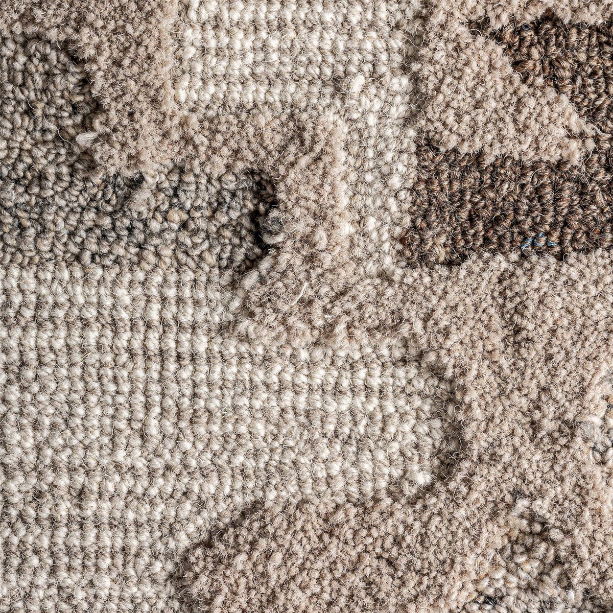 Tableau mural abstrait en coton et bois beige naturel et bois marron, RECOLLECTION