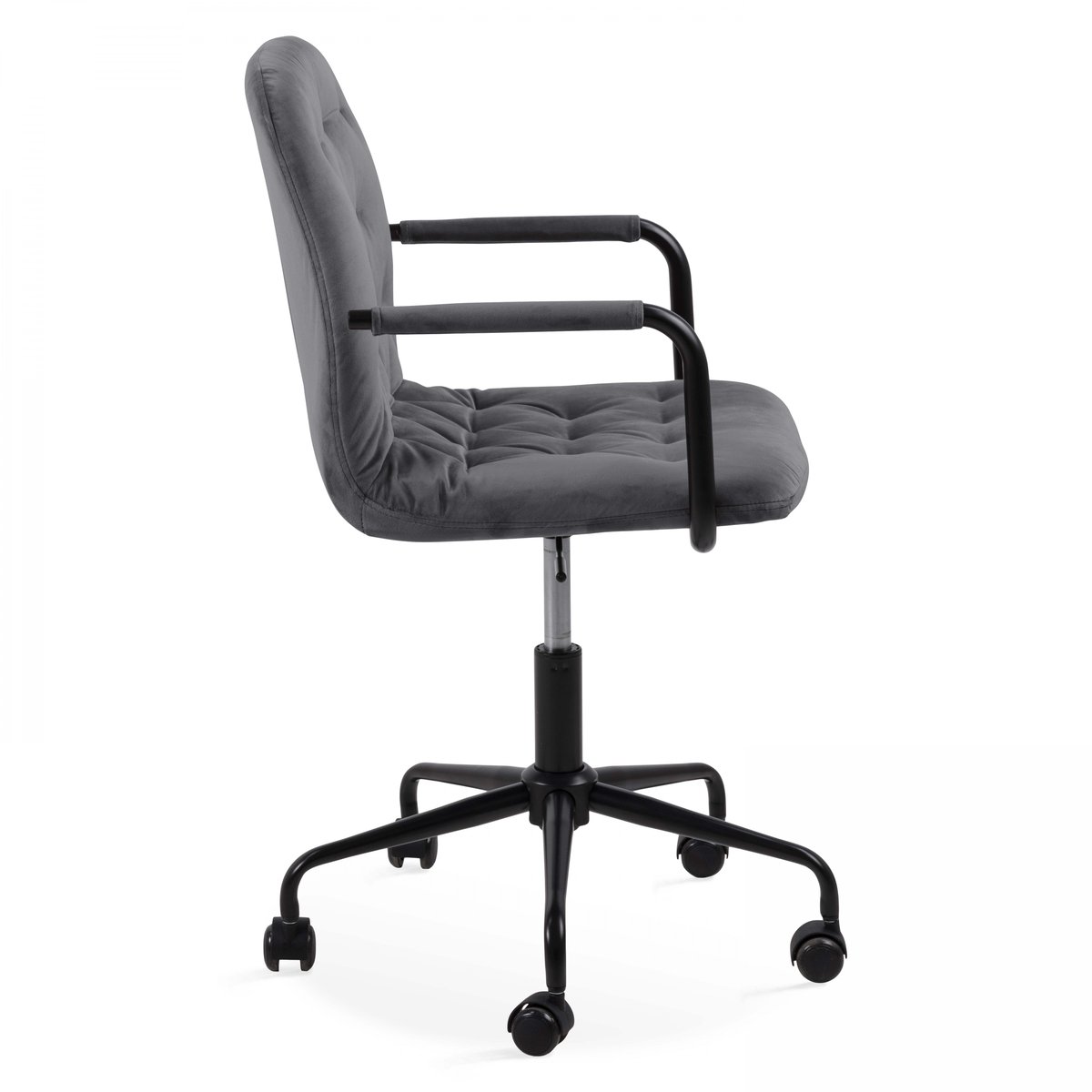 Fauteuil de bureau en velours assise capitonnée, MATT gris, OVIALA