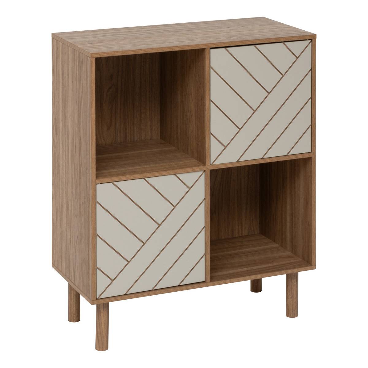 Étagère 4 cases et 2 portes motif rayé MIX'N'MATCH marron, 5FIVE SIMPLY SMART