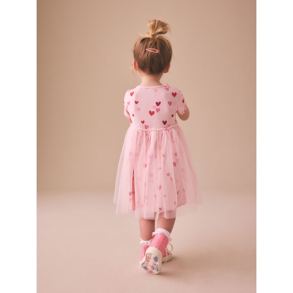 Robe avec jupe en tulle rose motif cœurs, NEXT