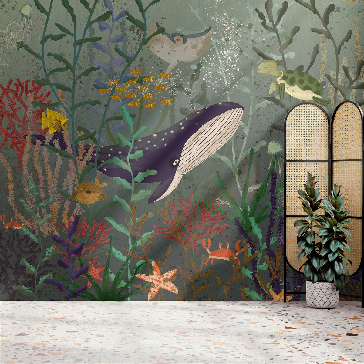 Papier peint panoramique Animaux des océans multicolore, SUPERFRESCO EASY