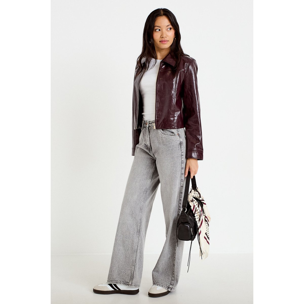 Jeans wide leg taille haute denim gris, CACHE CACHE