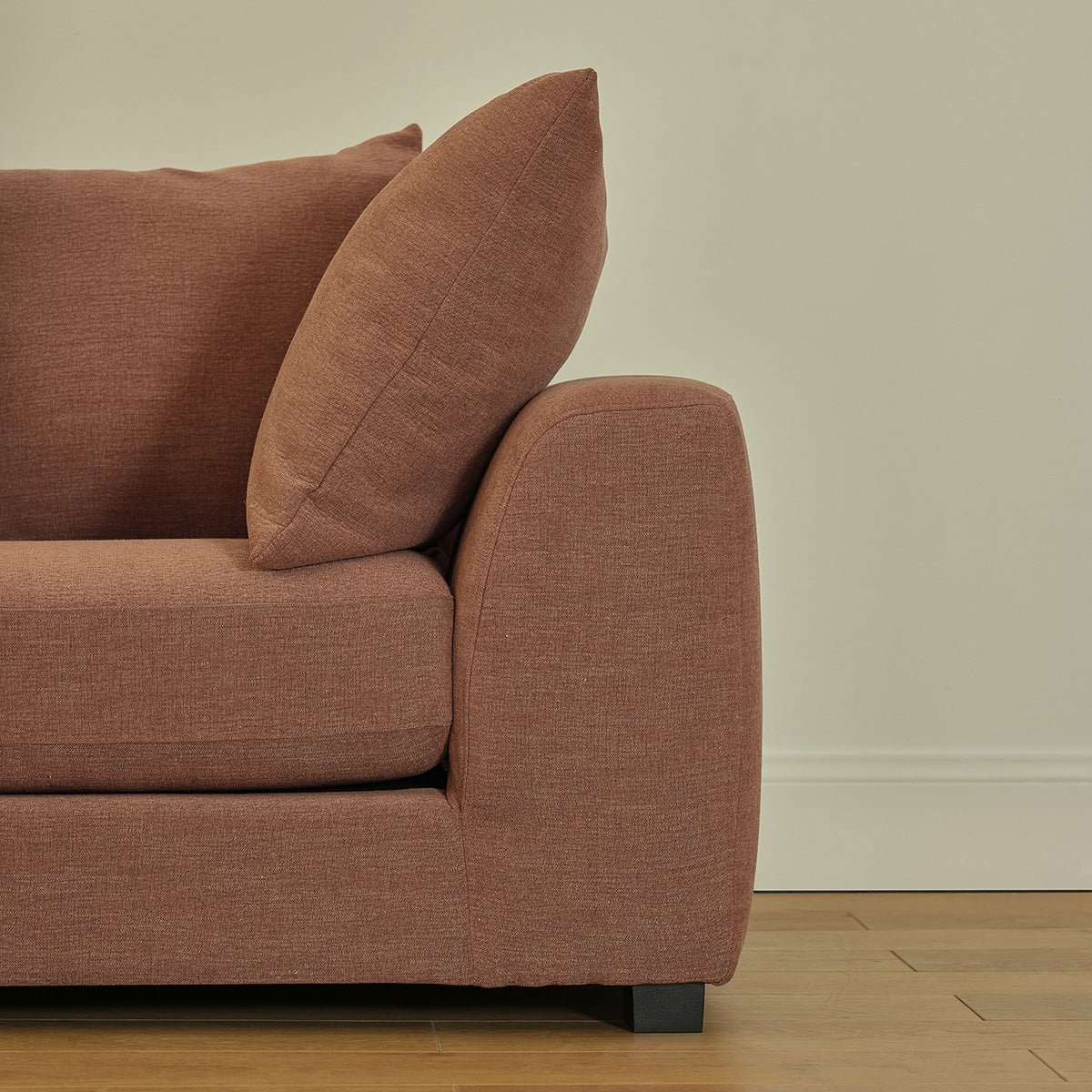 Canapé droit 3 places en tissu effet lin EDMOND terracotta, BERAH GETAH