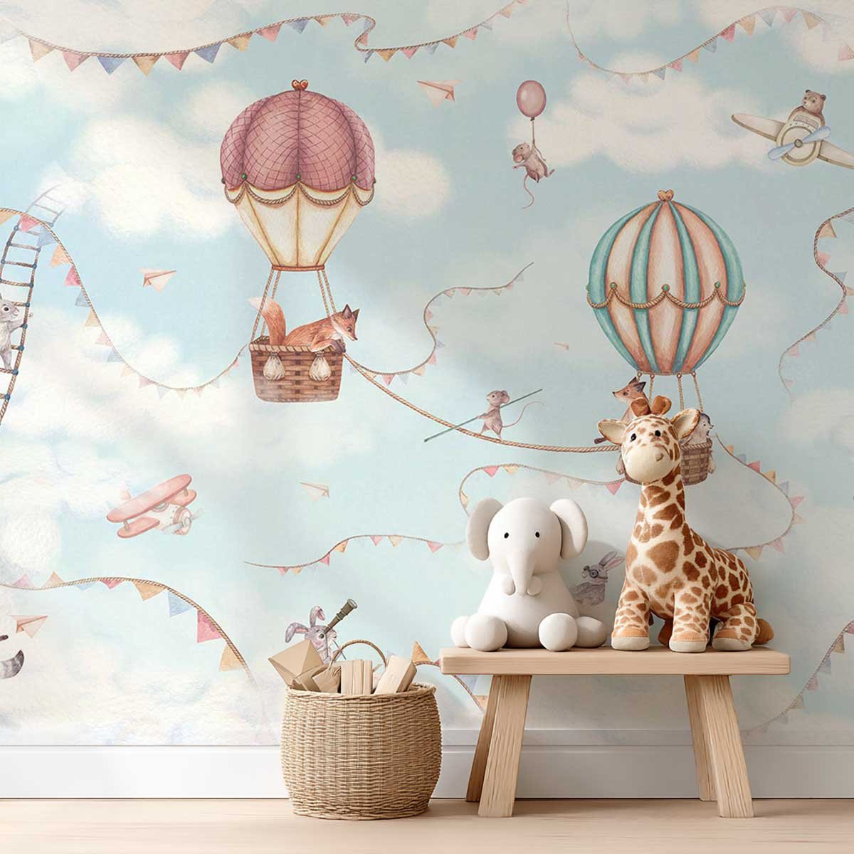 Papier peint nuages La Vie dans les Nuages bleu, HEXOA