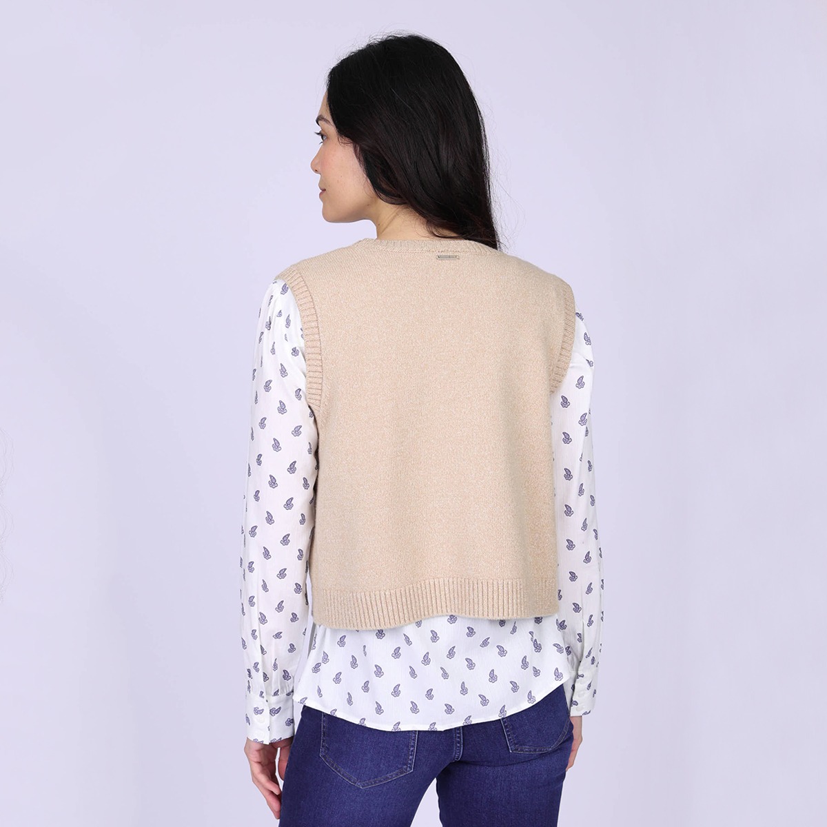 Cardigan sans manches beige, MISE AU GREEN