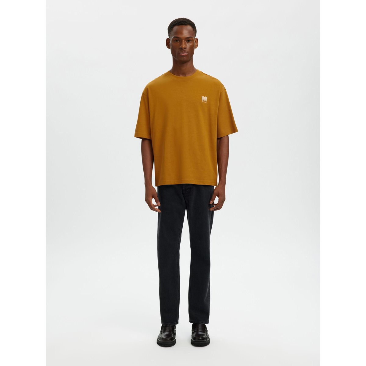 T-Shirt Ras Du Cou golden brown, SELECTED