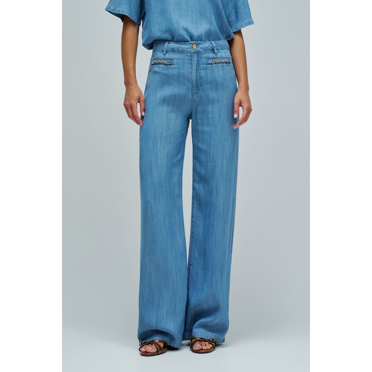 PANTALONS EN LIGHTDENIM AVEC JAMBE WIDE bleu turquoise, SALSA JEANS