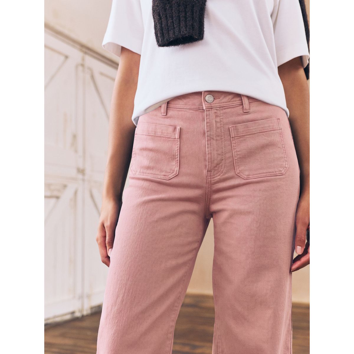 Jean court poche plaquée rose, NEXT
